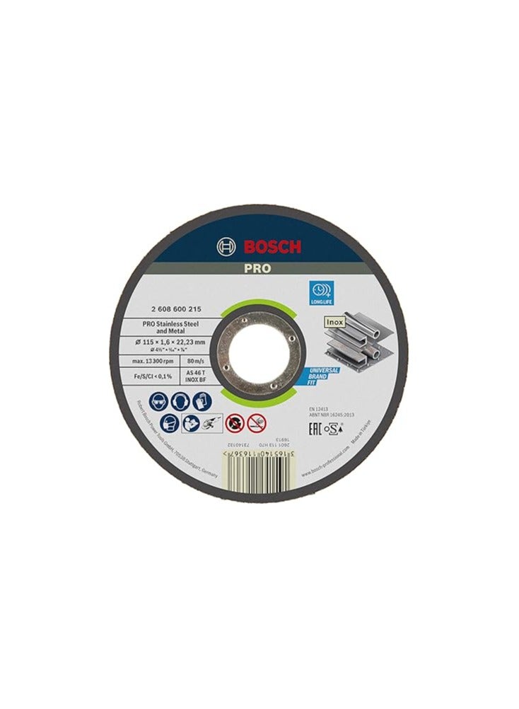 حجر قطعية استانلس ستيل بوش صناعة سلوفينيا مقاس 4.5 بوصة سمك 1.6 مم – Bosch 2608600215